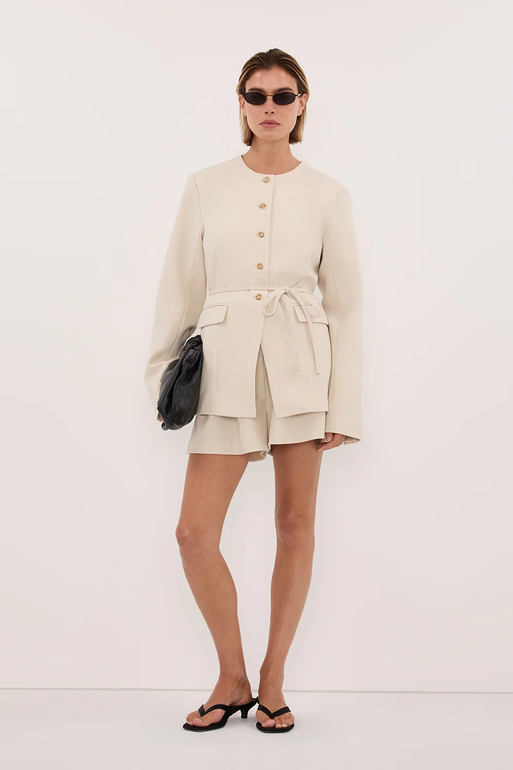 CYRUS BONE COLLARLESS BLAZER