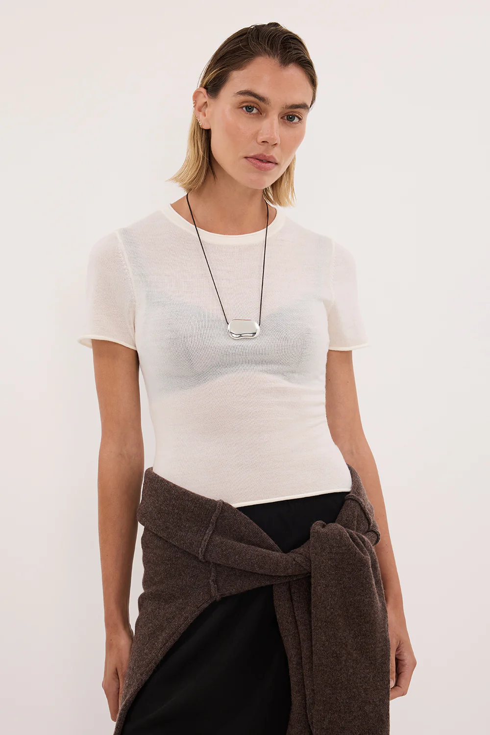 DUKE OFF WHITE MERINO KNIT BABY TEE - Image 3
