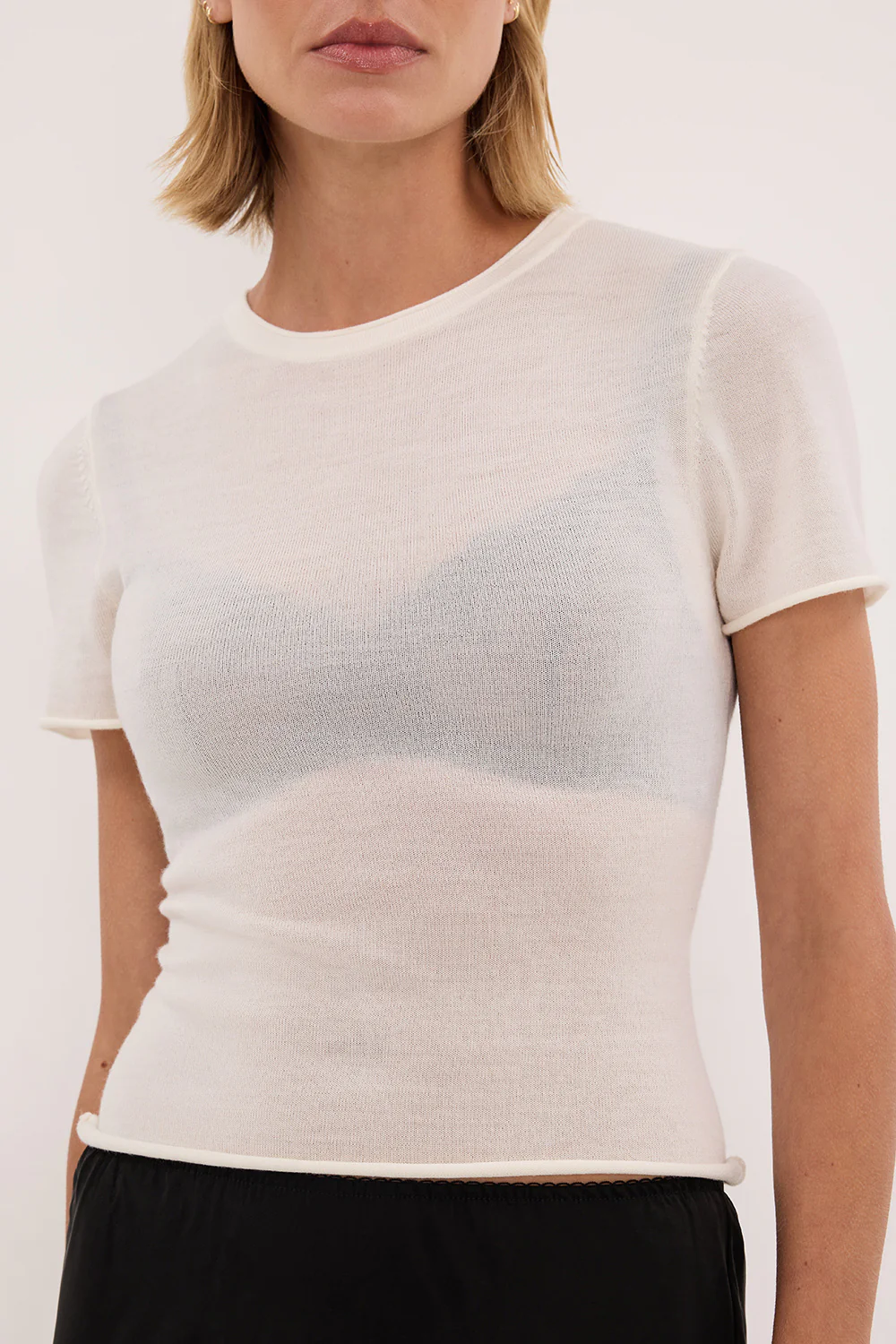DUKE OFF WHITE MERINO KNIT BABY TEE - Image 5