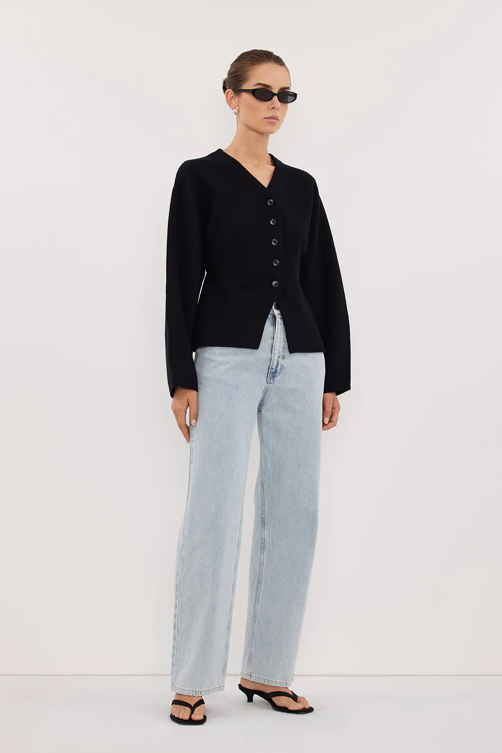 ETHEL BLACK V NECK CARDIGAN - Image 3