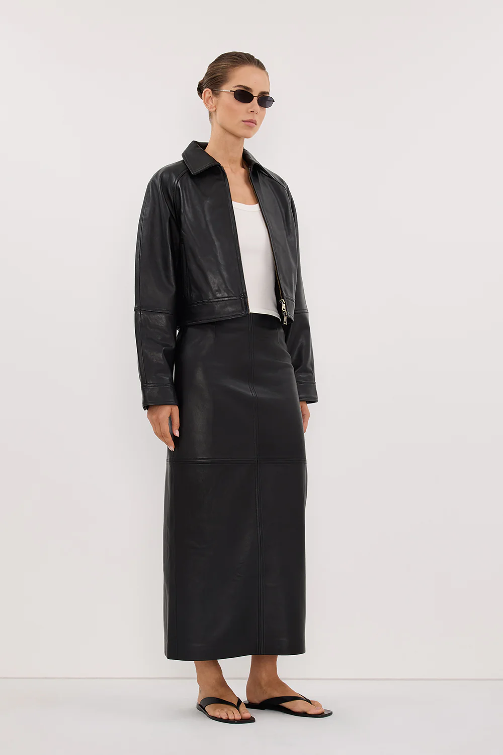 FREYA BLACK CROPPED LEATHER JACKET - Image 4