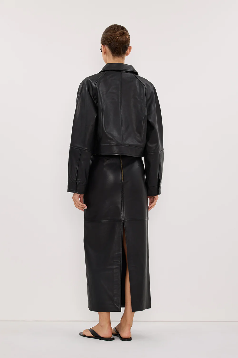 FREYA BLACK CROPPED LEATHER JACKET - Image 5
