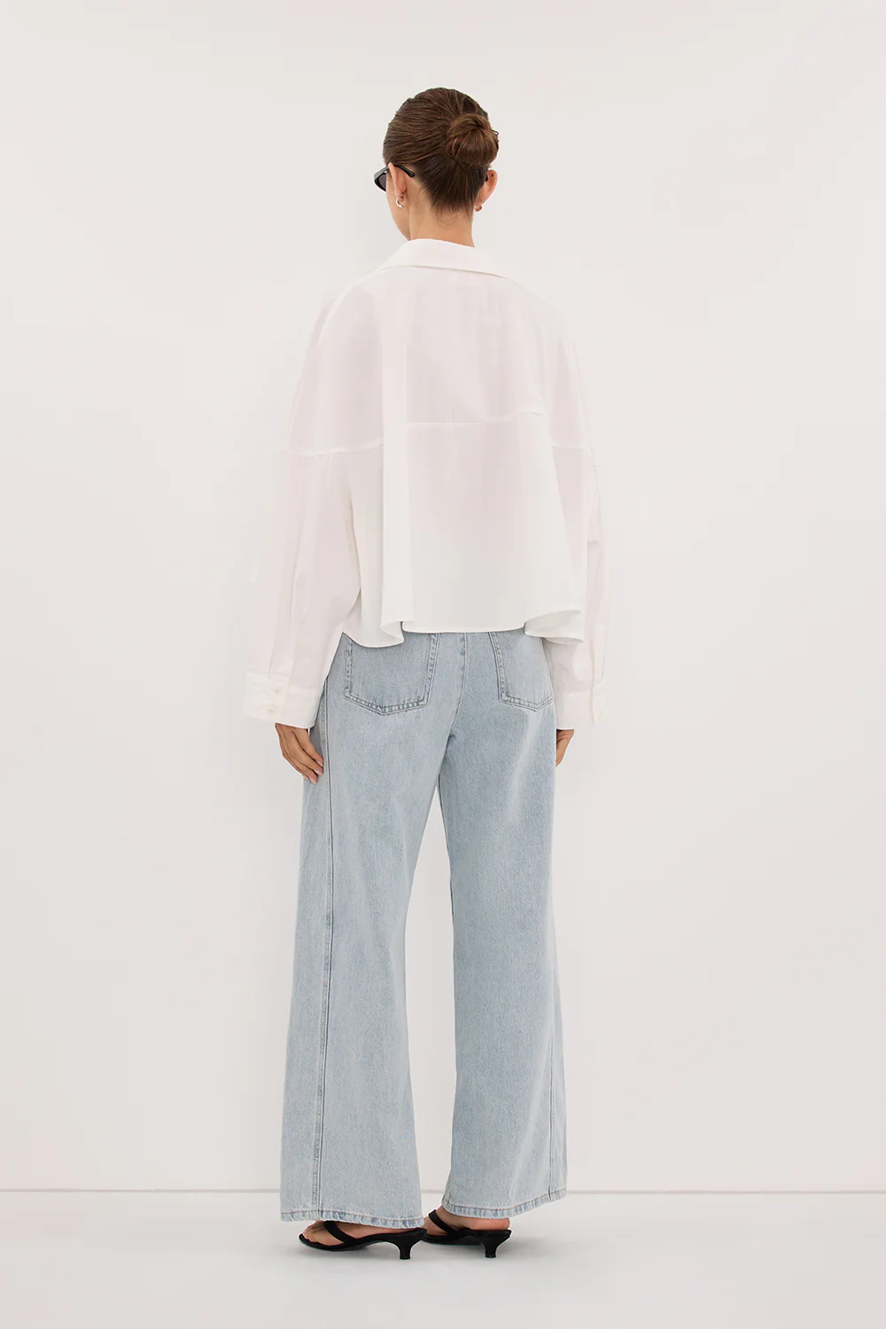 GOLDIE WHITE CROPPED COTTON SHIRT - Image 4