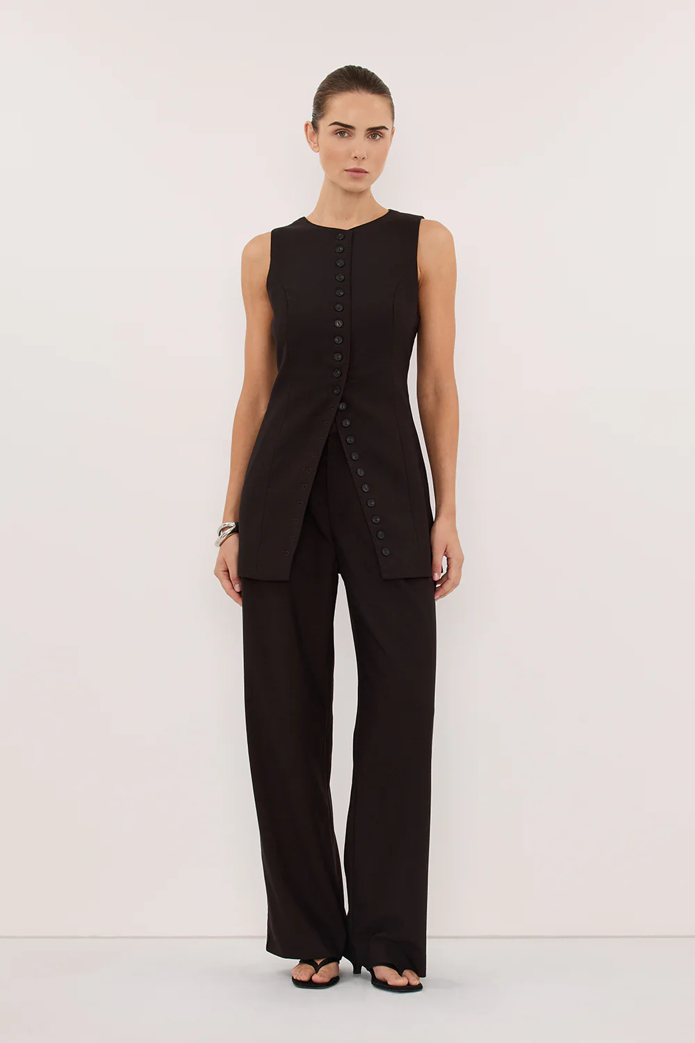 MONIQUE PEAT CHOC TAILORED VEST