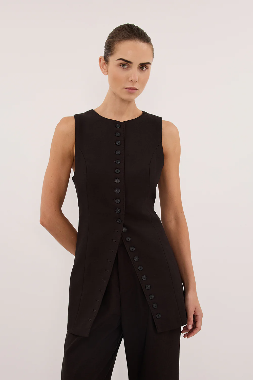 MONIQUE PEAT CHOC TAILORED VEST - Image 2