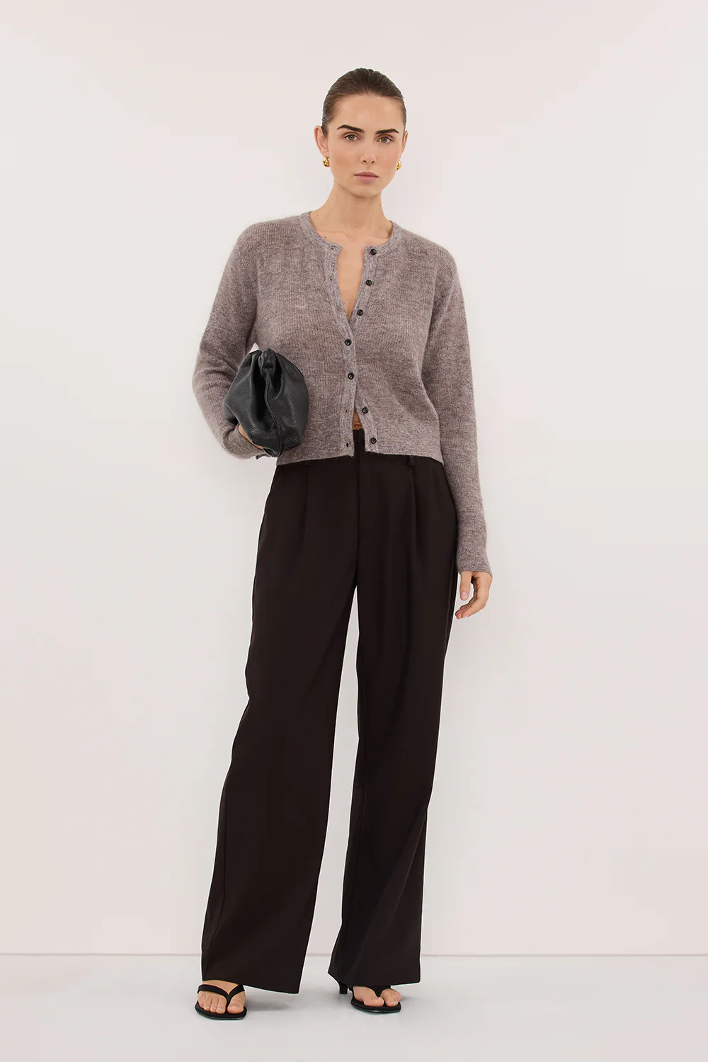 ONYX TAUPE MARLE KNIT CARDIGAN