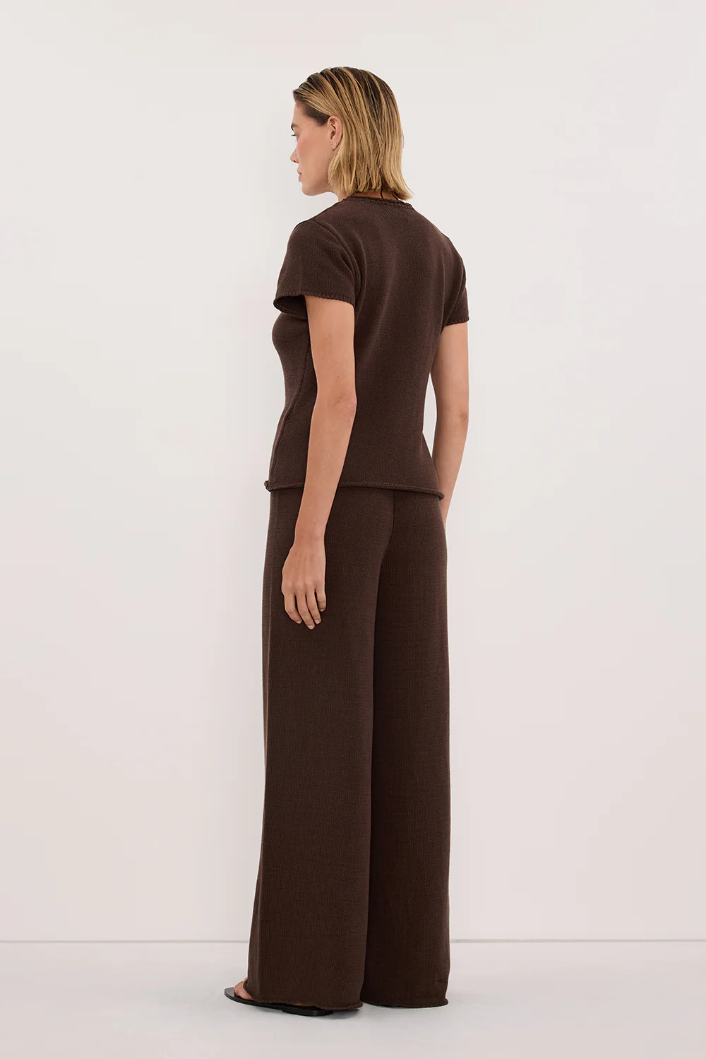 ORIA BURNT CHOC COTTON KNIT PANT - Image 4