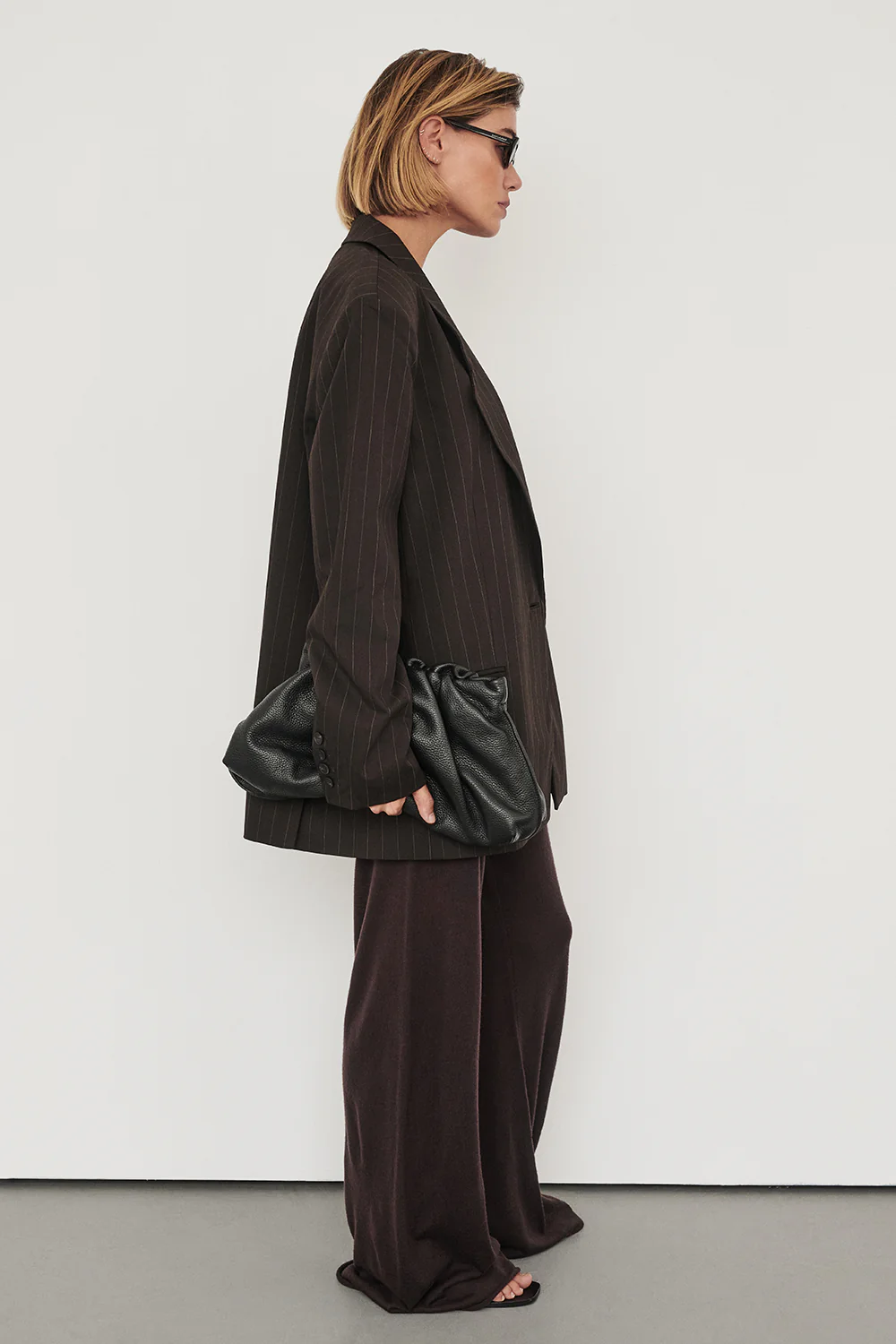 SIAN PEAT CHOC STRIPE OVERSIZED BLAZER