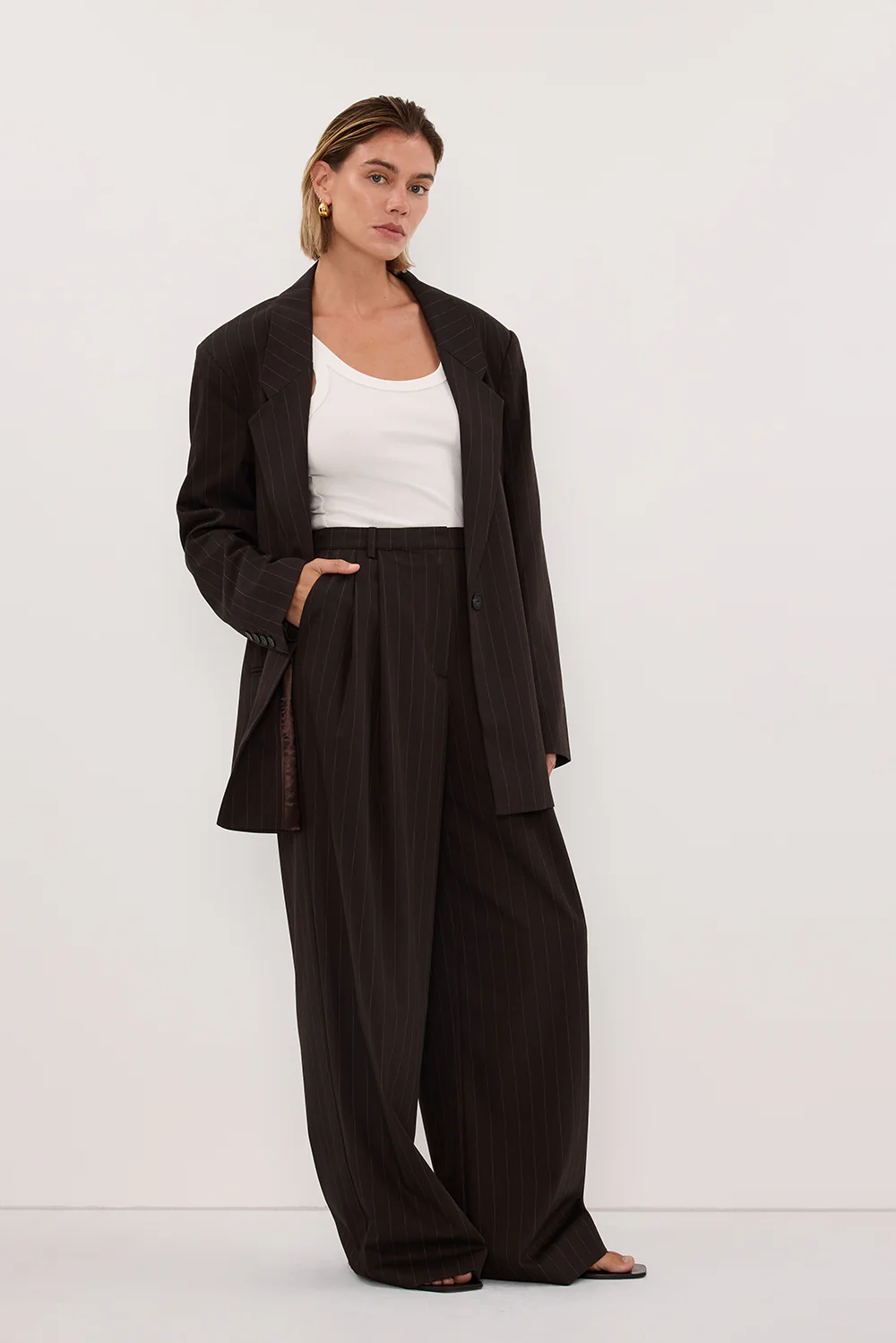 SIAN PEAT CHOC STRIPE OVERSIZED BLAZER - Image 4
